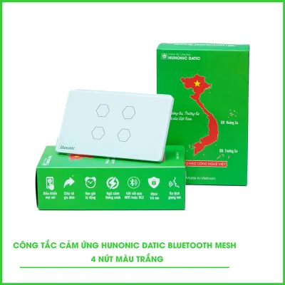 Công Tắc Cảm Ứng 4 Nút BLE Mesh Hunonic Datic Màu Trắng