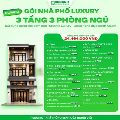Trọn gói Nhà phố Luxury có 3 tầng 3 phòng ngủ