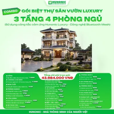 Trọn gói Biệt thự sân vườn Luxury cho nhà 3 tầng, 4 phòng ngủ
