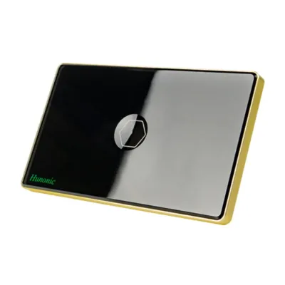 Công Tắc Hunonic Premium Hình Chữ Nhật 1 nút Viền Vàng