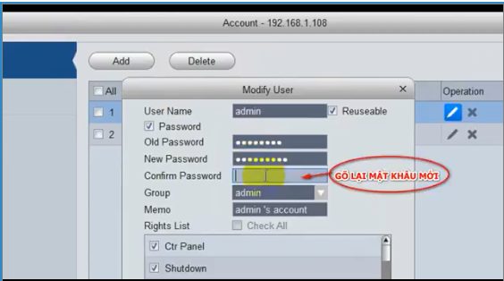 HƯỚNG DẪN ĐỔI MẬT KHẨU ĐẦU GHI KBVISION