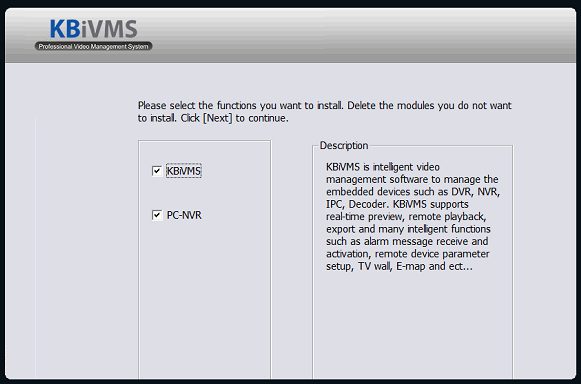 Màn hình thứ 3 xuất hiện khi bạn cài đặt KBIVMS