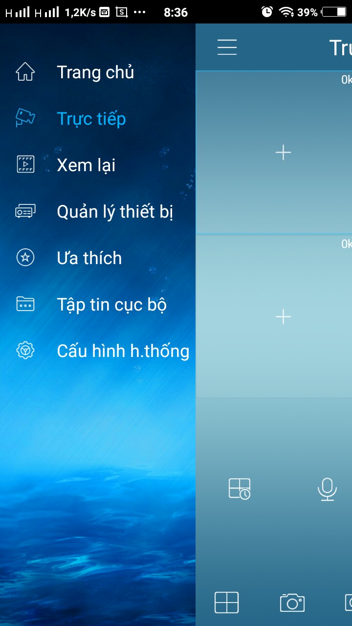Menu chức năng Quản lý camera trên phần mềm KBView Lite
