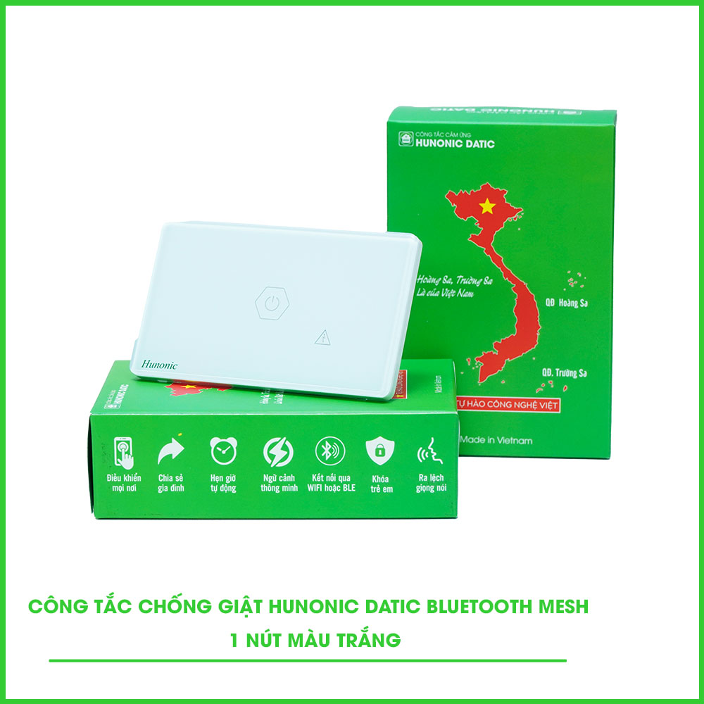 Công Tắc Chống Giật BLE Mesh Hunonic Datic Màu Trắng