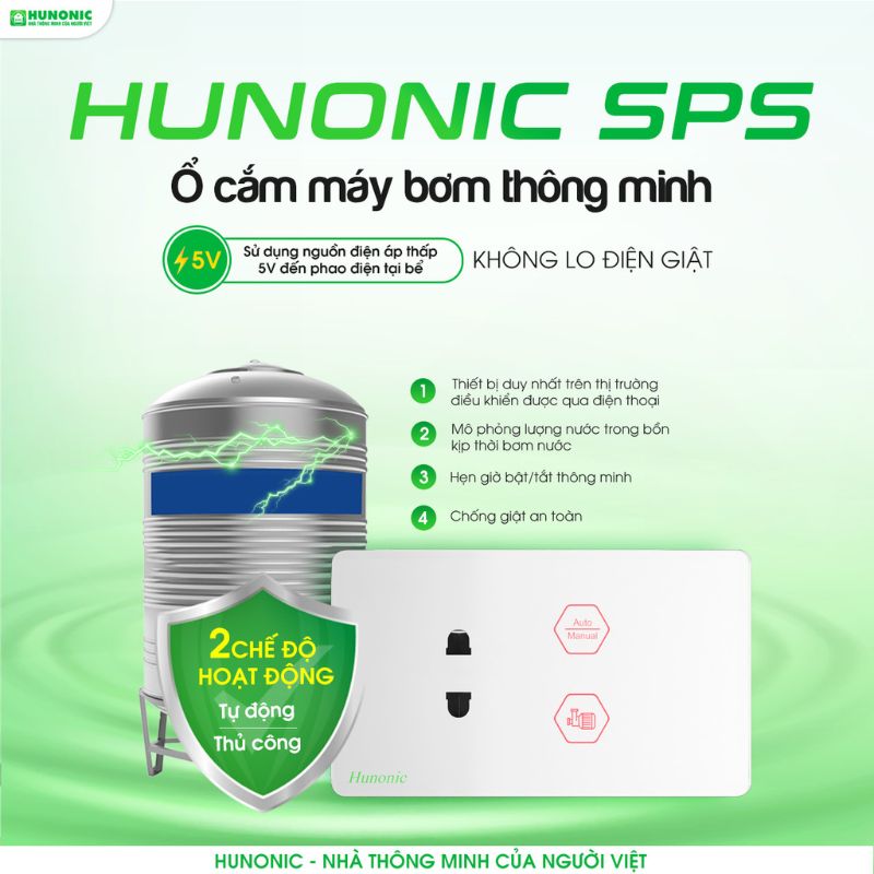 Ổ Cắm Máy Bơm Chống Giật An Toàn Hunonic SPS 2
