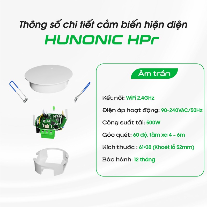 Cảm Biến Hiện Diện Wifi Âm Trần Hunonic HPR 4