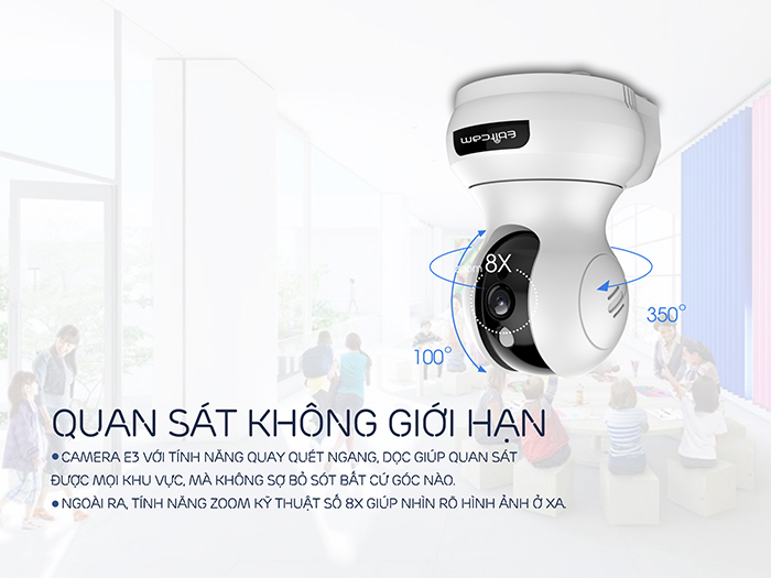 Camera Wifi Ebitcam E3 Full HD 1080P 2MP - Phát Hiện Chuyển Động, Đàm Thoại 2 Chiều, Xoay 360 4