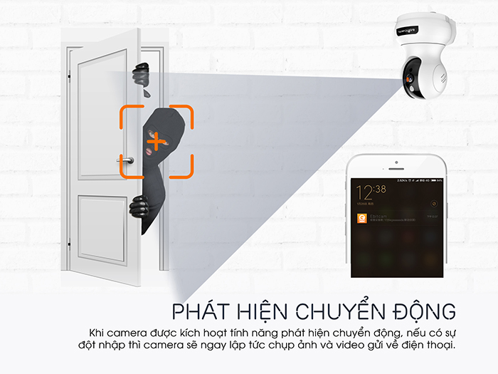 Camera Wifi Ebitcam E3 Full HD 1080P 2MP - Phát Hiện Chuyển Động, Đàm Thoại 2 Chiều, Xoay 360 2