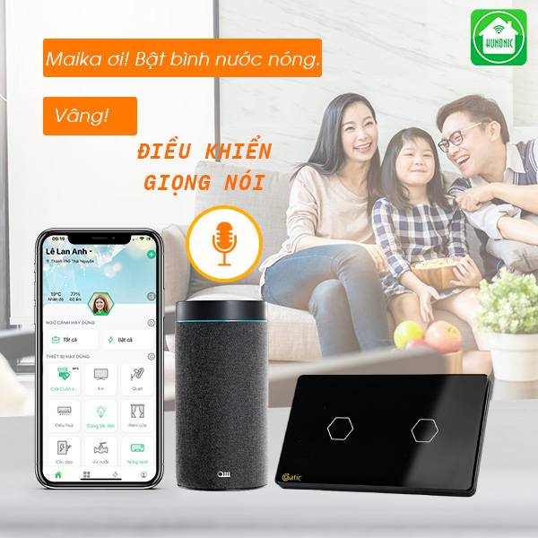 Công Tắc Cảm Ứng Datic 2 Nút Màu Đen