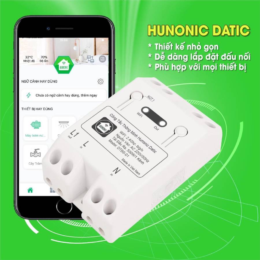 Công Tắc Thông Minh Hunonic Datic Basic mang đến những tính năng ấn tượng