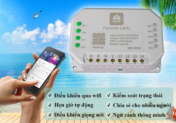 Công tắc Hunonic Lahu 4 kênh