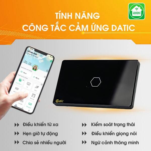 Một số tính năng của Công Tắc Cảm Ứng Datic 1 Nút Màu Đen