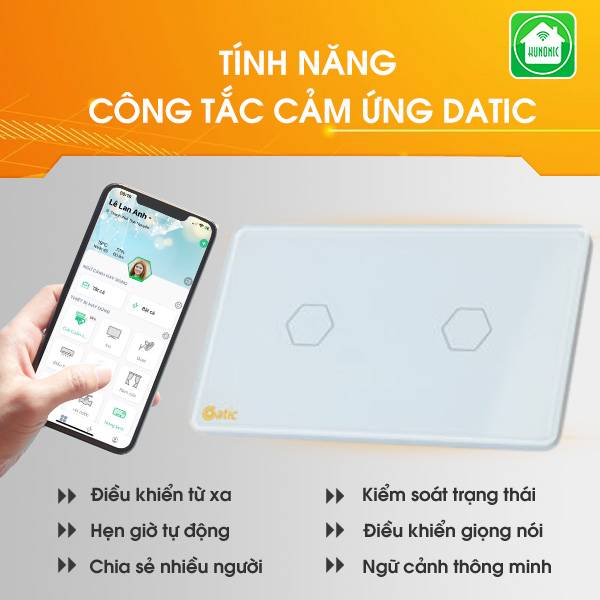 Tính năng đặc biệt của Công Tắc Cảm Ứng Datic 2 Nút Màu Trắng