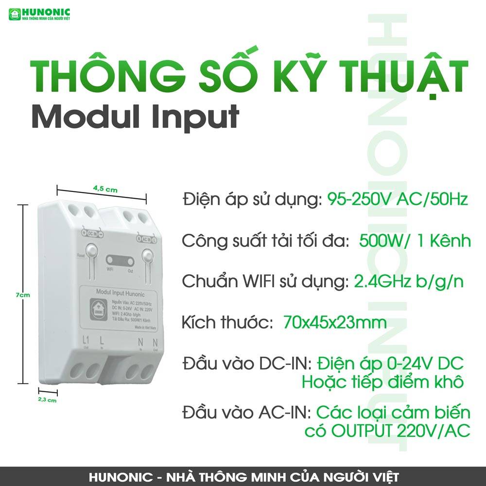 Các thông số của Modul Input Hunonic