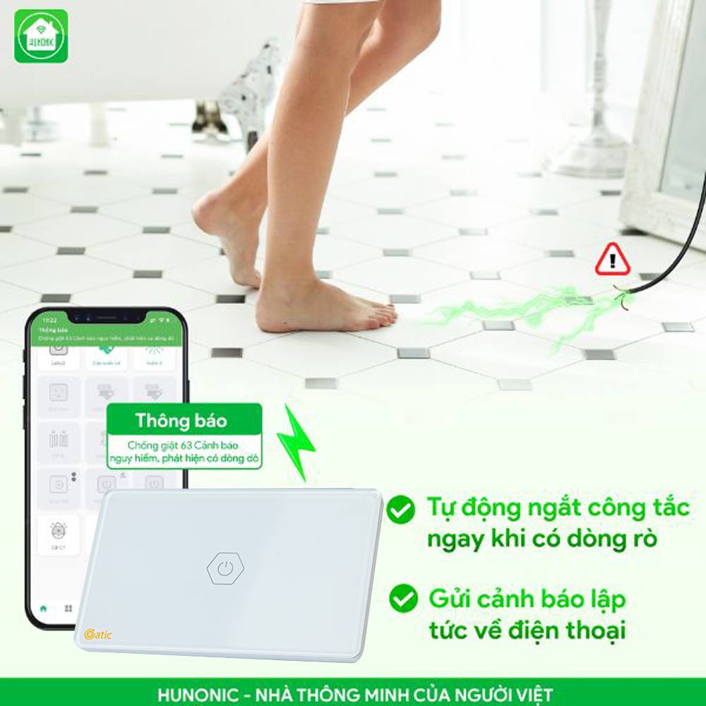 Công Tắc Chống Giật Bình Nóng Lạnh Datic Màu Trắng