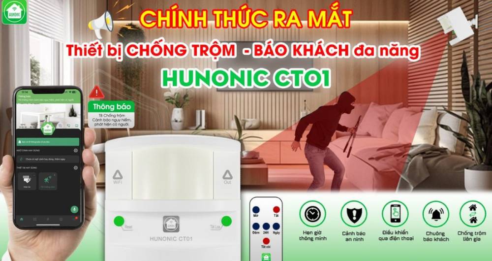 Thiết Bị Chống Trộm Và Báo Khách Đa Năng Hunonic CT01
