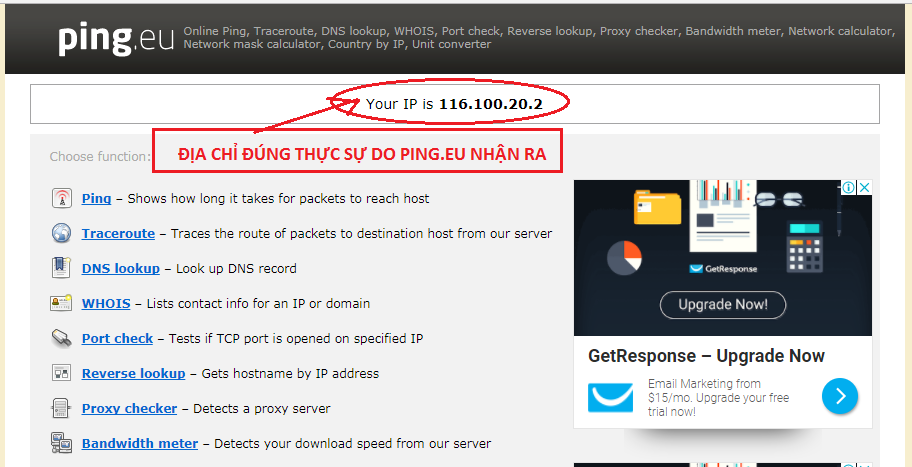 ĐỊA CHỈ PUBLIC IP DO PING.EU TÌM THẤY