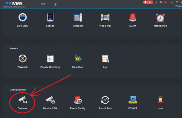 Cài đặt KBVISION - KBiVMS - Chọn Device